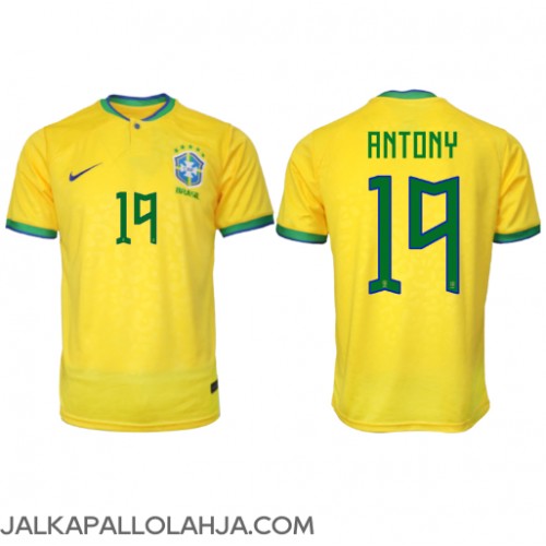 Brasilia Antony #19 Kopio Koti Pelipaita MM-kisat 2022 Lyhyet Hihat